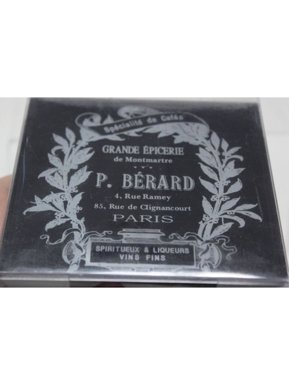 P. Bérard Paris Glass Coasters Black Silver Set Of 4 In Original Bos #WS-2